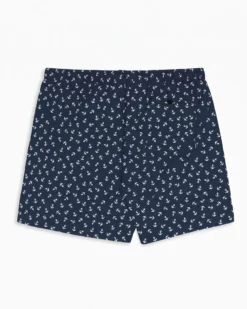 WAIKIKI RUN - BOXER MARE BLU SCURO CON DETTAGLI GRAFICI DA UOMO, ANCORE