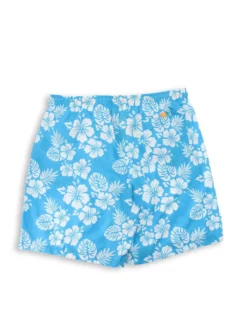 WAIKIKI RUN - BOXER MARE CELESTI CON DETTAGLI FLOREALI BIANCHI DA UOMO, MARTE