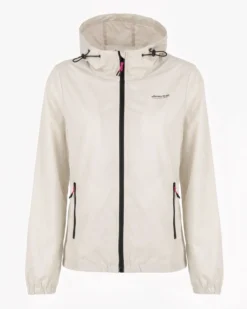 WAIKIKI RUN- K-WAY CON CAPPUCCIO DONNA BIANCO PERLA  CON DETTAGLI FUXIA - LESINA
