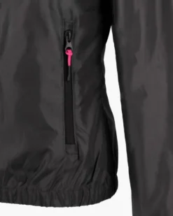 WAIKIKI RUN - K-WAY CON CAPPUCCIO DONNA NERO CON DETTAGLI FUXIA - LESINA