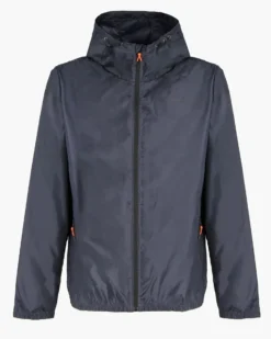 WAIKIKI RUN- K-WAY CON CAPPUCCIO FULL ZIP  UOMO  BLU SCURO CON DETTAGLI ARANCIONI FLUO - VERANO
