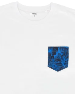 WAIKIKI RUN - T-SHIRT MEZZA MANICA BIANCA CON DETTAGLI A RIGHE VERDI DA UOMO - NETTUNO