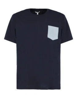 WAIKIKI RUN - T-SHIRT MEZZA MANICA BLU SCURA CON DETTAGLI A RIGHE BLUETTE DA UOMO - NETTUNO
