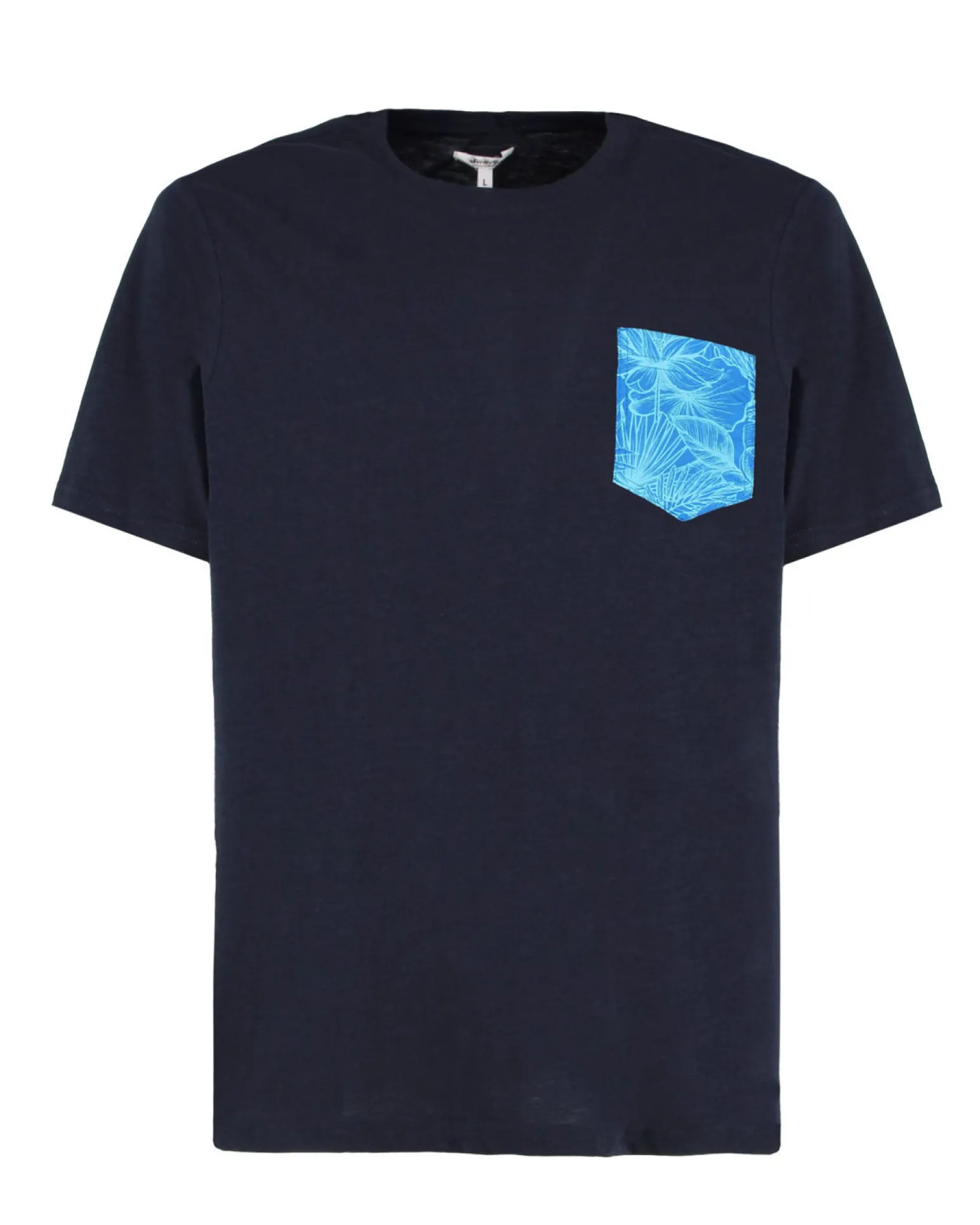 WAIKIKI RUN - T-SHIRT MEZZA MANICA CON TASCHINO BLU CON DETTAGLI FLOREALI, URANIO