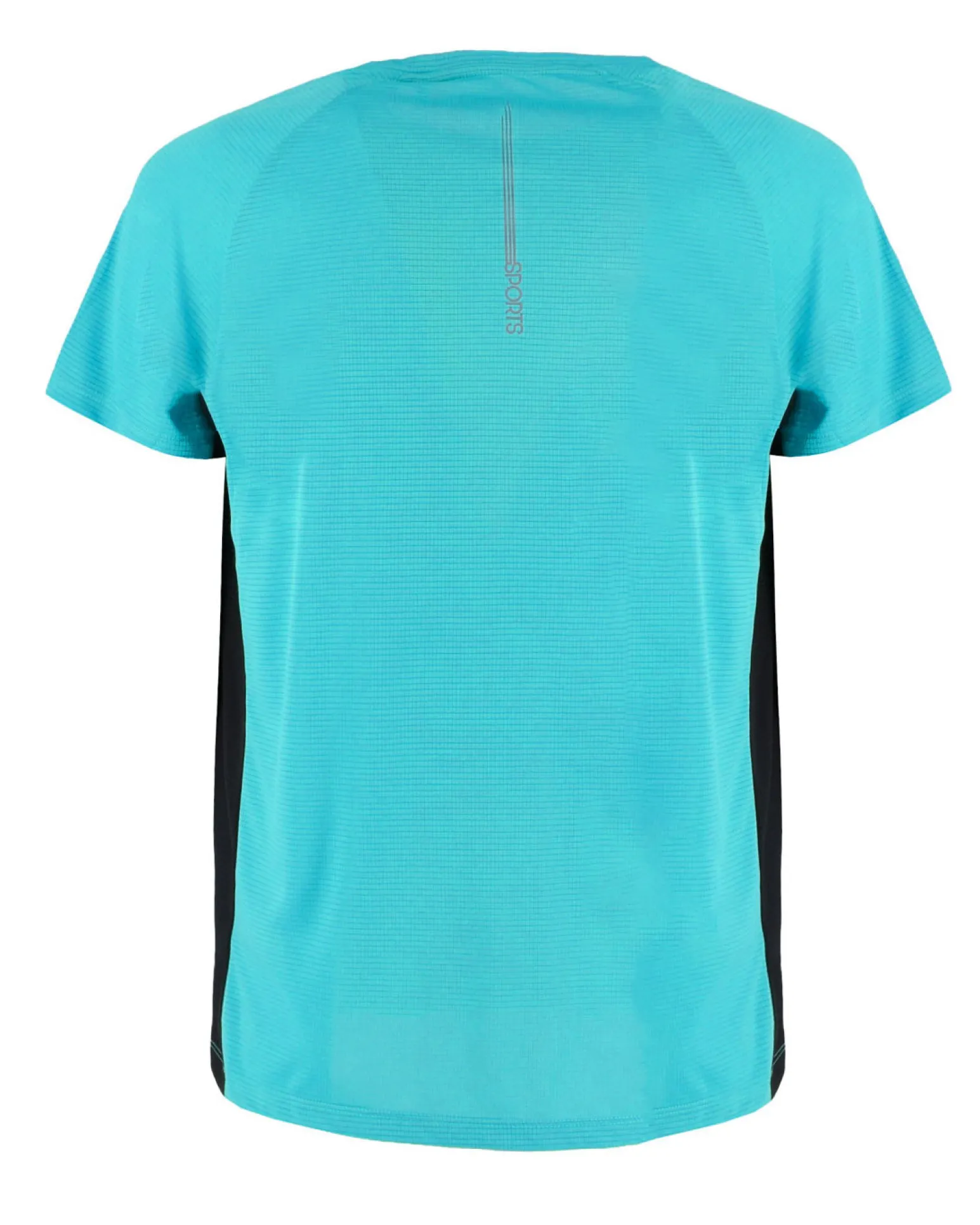 WAIKIKI RUN - T-SHIRT SPORTIVA JAQUARD WAFFLE IN MESH TRASPIRANTE AZZURRA E NERA DA UOMO - PEPE