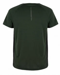 WAIKIKI RUN - T-SHIRT SPORTIVA JAQUARD WAFFLE IN MESH TRASPIRANTE  VERDE SCURO E NERA DA UOMO - PEPE