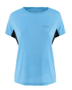 WAIKIKI RUN - T-SHIRT SPORTIVA JAQUARD WAFFLE IN MESH TRASPIRANTE BLU SKY E NERA DA DONNA - MARCELA