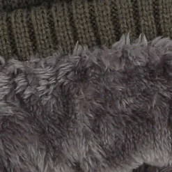 WAMPUM - Cuffia grigia con risvolto e interno rifinito in pelliccia