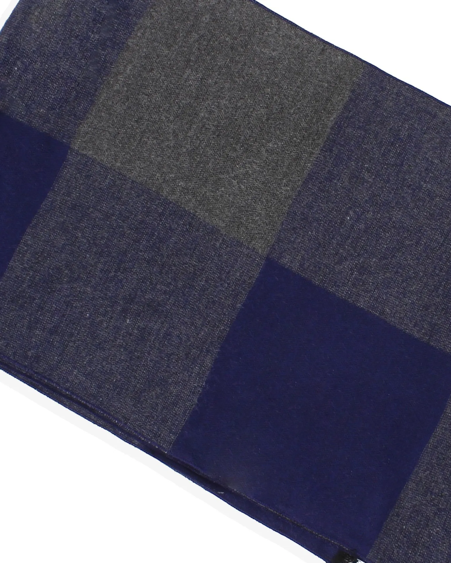 WAMPUM - Sciarpa con frange a quadri grigia e blu da uomo