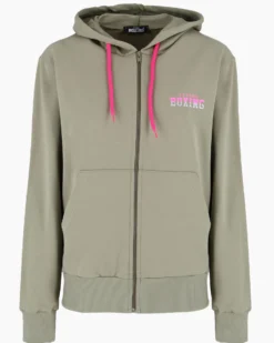 XTREME BOXING - Felpa con cappuccio e zip completa nera da donna in cotone