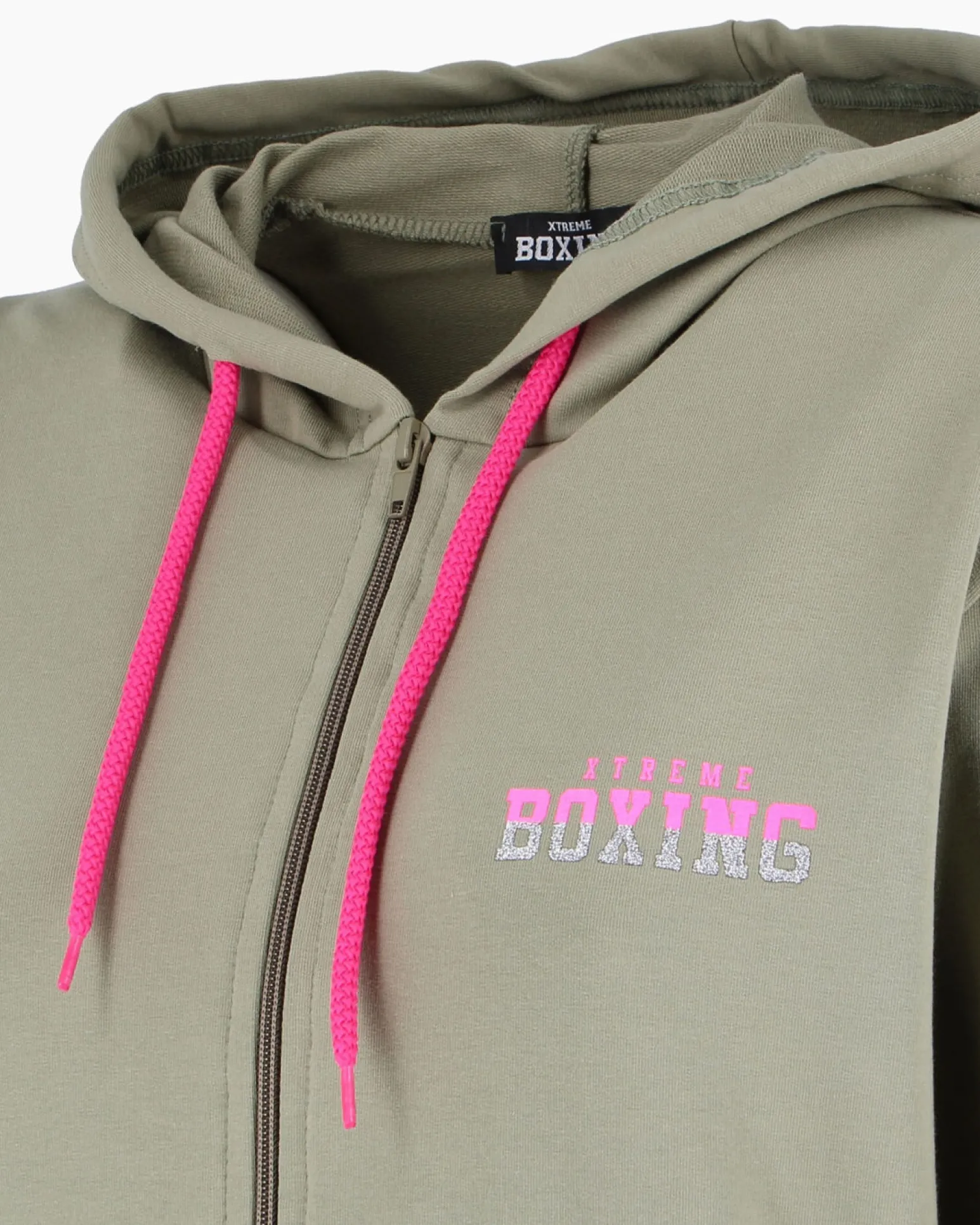 XTREME BOXING - Felpa con cappuccio e zip completa nera da donna in cotone
