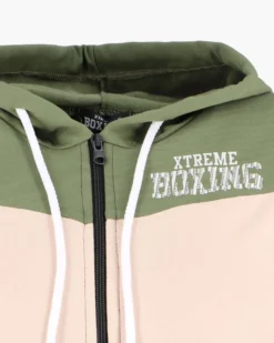 XTREME BOXING - FELPA VERDE/BEIGE/NERO DA DONNA FULL ZIP CON CAPPUCCIO