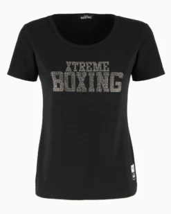 XTREME BOXING - TSHIRT NERA DA DONNA CON LOGO GLITTER
