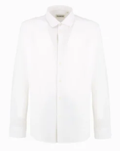 YELLOW DOG - Camicia manica lunga riga goffrato bianca in cotone