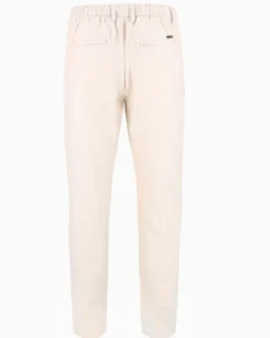 YELLOW DOG - Pantalone beige tasca america con laccio misto lino