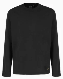 YELLOW DOG - Tshirt manica lunga basic nero da uomo