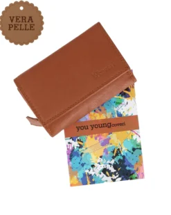 YOU YOUNG COVERI - Portafoglio cuoio in VERA PELLE con patta e tasca portamonete