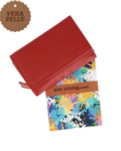 YOU YOUNG COVERI - Portafoglio mattone in VERA PELLE con patta e tasca portamonete