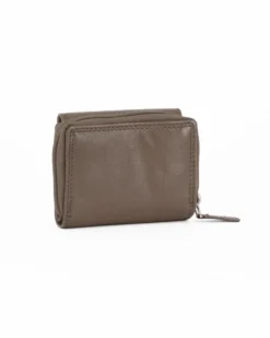 YOU YOUNG COVERI - Portafoglio piccolo taupe in VERA PELLE con pattina e tasca portamonete