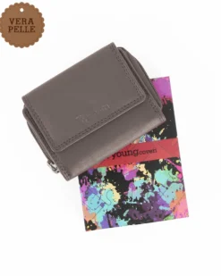YOU YOUNG COVERI - Portafoglio verde in VERA PELLE da donna con tasca frontale