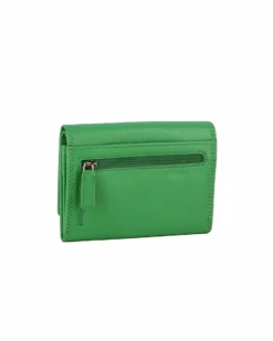 YOU YOUNG COVERI - Portafoglio verde in VERA PELLE da donna con patta e zip posteriore