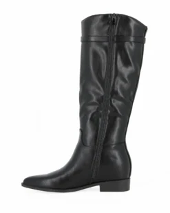 ZOE - Stivale nero con zip laterale e cinturino con fibbia, tacco 2,5CM
