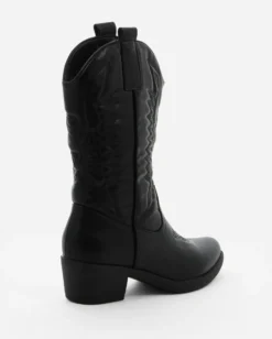 ZOE - Stivale texano nero con zip laterale, tacco 5CM