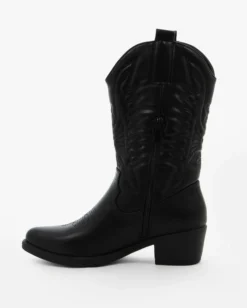 ZOE - Stivale texano nero con zip laterale, tacco 5CM