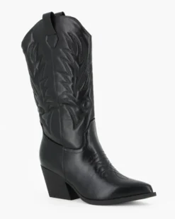 ZOE - Stivale texano nero con zip laterale, tacco 7CM