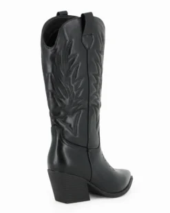 ZOE - Stivale texano nero con zip laterale, tacco 7CM