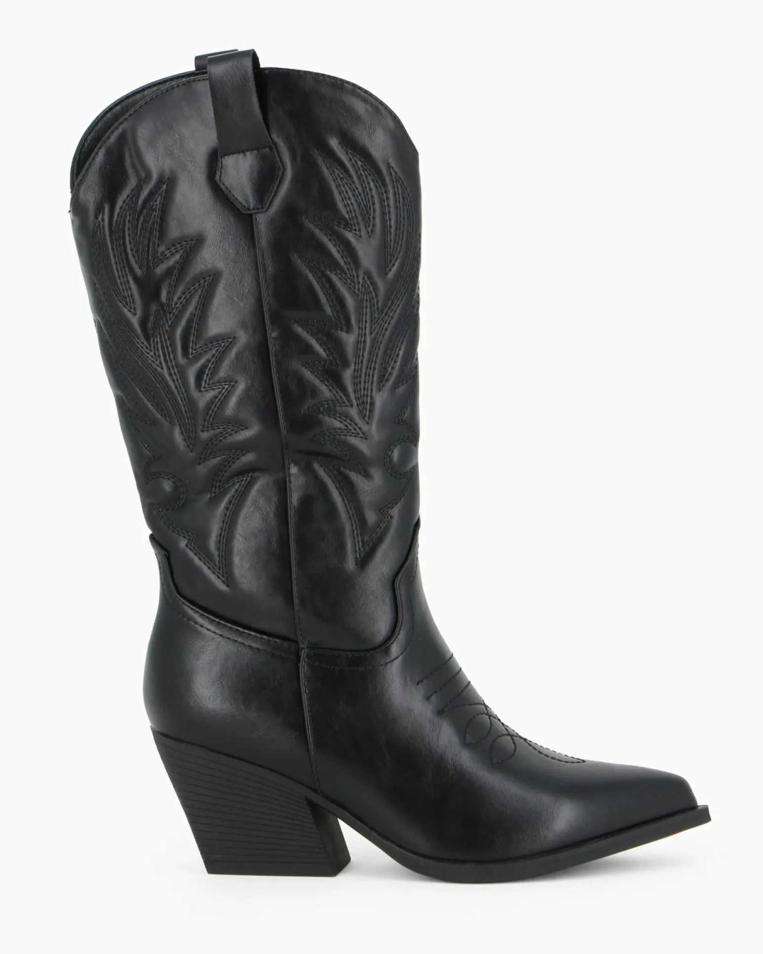 ZOE - Stivale texano nero con zip laterale, tacco 7CM