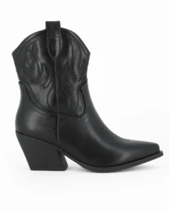 ZOE - Stivaletto texano nero con zip laterale, tacco 7CM