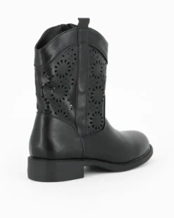 ZOE - Stivaletto traforato nero con zip laterale, tacco 3CM